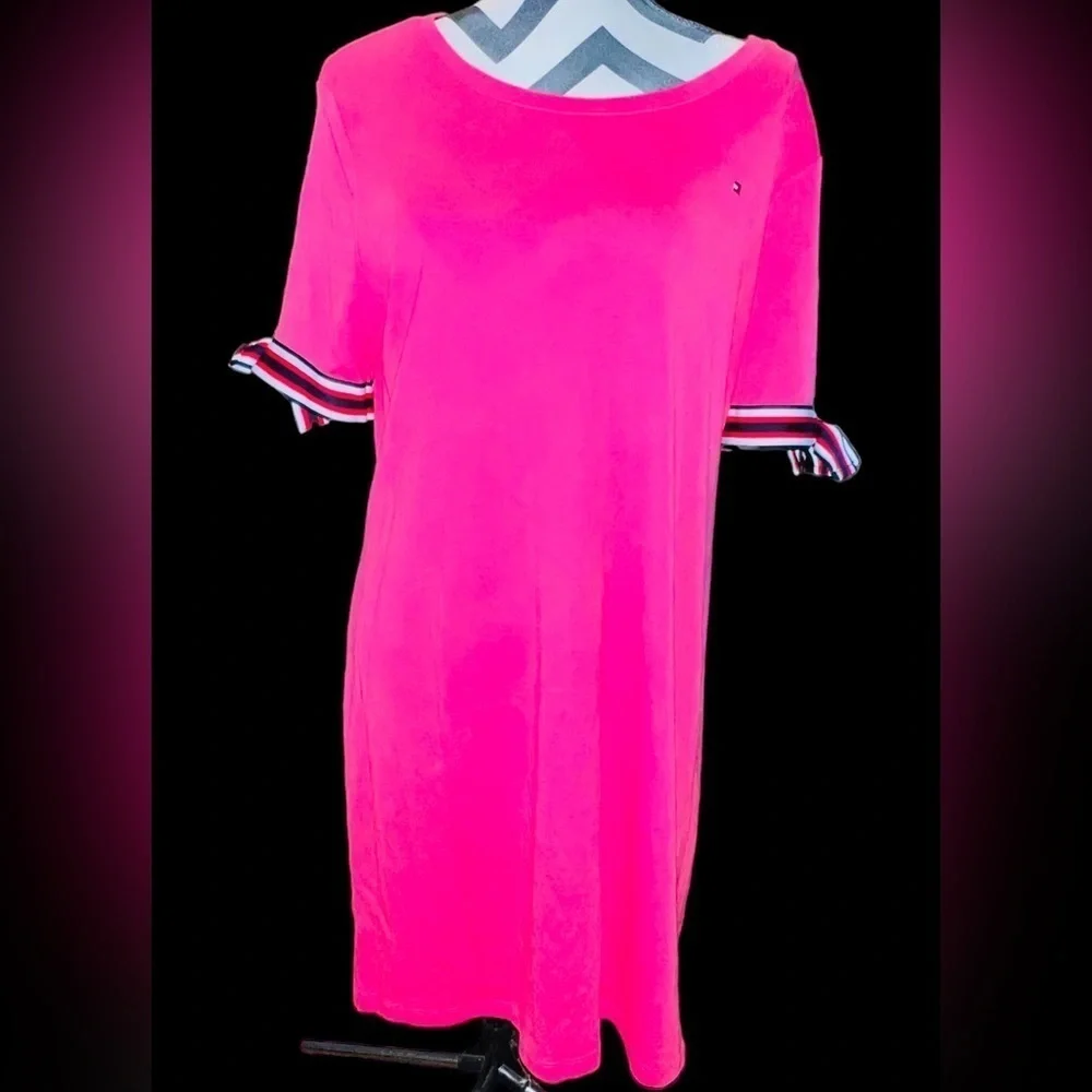 TOMMY Hilfiger Pink Short Sleeve Knit Dress XL NWT - Picture 1 of 10